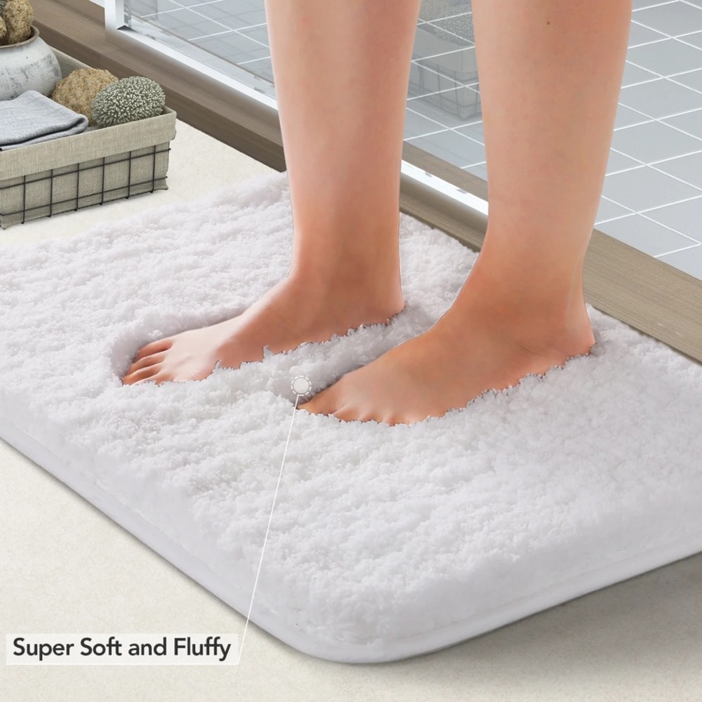 Lifewit small white shaggy bathroom rug